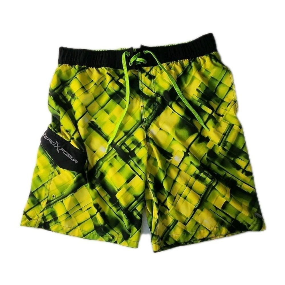 ZeroXposur Men's 34Wx9L Surf Black & Yellow Stretch Board Shorts Swim Trunks Fun